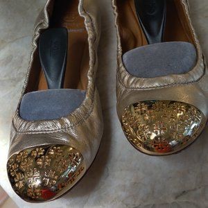 Tory Burch Metallic Gold Flats